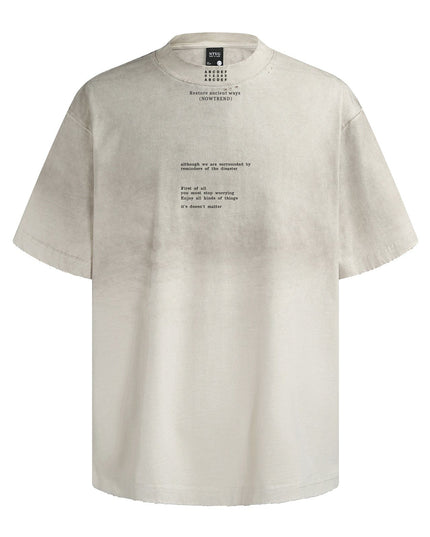 TALKLESSFASHION American retro half-spray abrasion wash design sense short sleeve T-shirt for men and women street fashion brand hip-hop loose body shirt