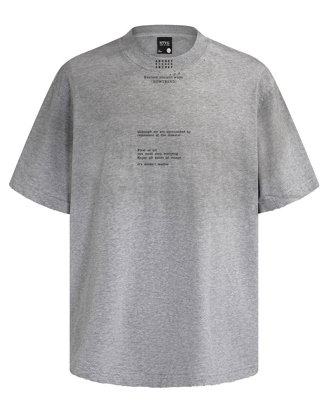 TALKLESSFASHION American retro half-spray abrasion wash design sense short sleeve T-shirt for men and women street fashion brand hip-hop loose body shirt