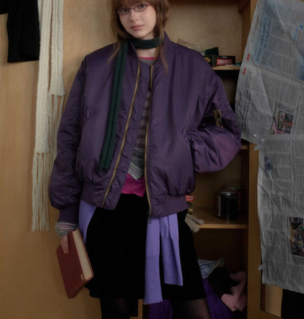 TALKLESSFASHION American Retro Padded Bomber Jacket