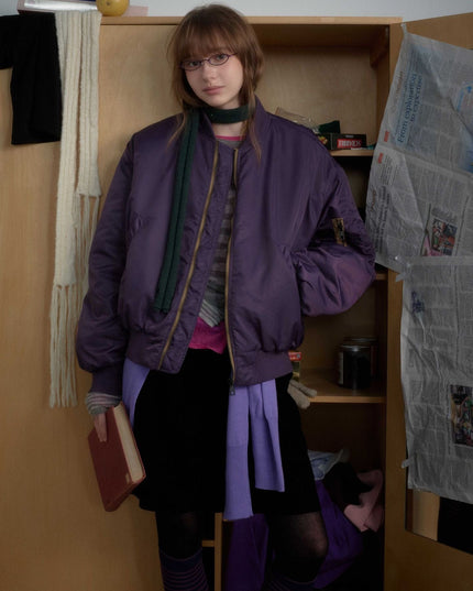 TALKLESSFASHION American Retro Padded Bomber Jacket