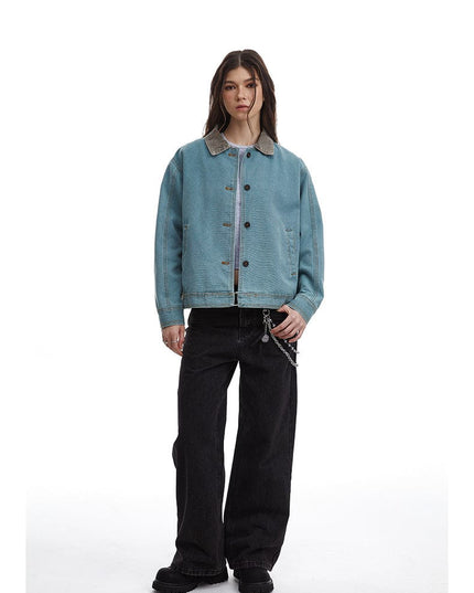 TALKLESSFASHION American retro simple loose Unisex jacket—-7085