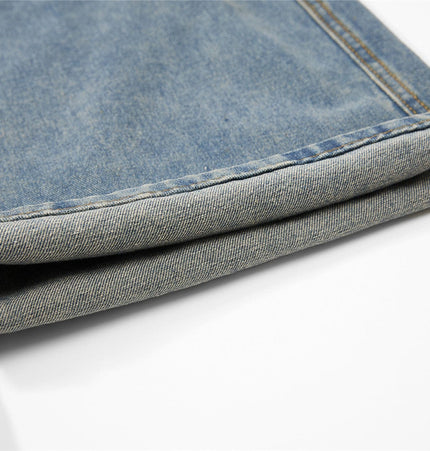 TALKLESSFASHION American retro washed multi-pocket wide-leg jeans for men and women couples are versatile and slim high street casual straight-leg pants