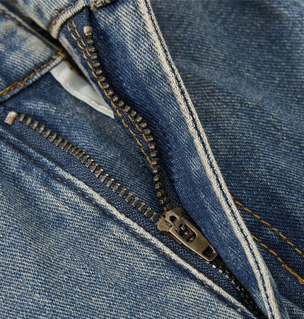 TALKLESSFASHION American retro washed multi-pocket wide-leg jeans for men and women couples are versatile and slim high street casual straight-leg pants