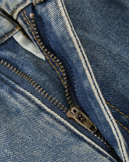 TALKLESSFASHION American retro washed multi-pocket wide-leg jeans for men and women couples are versatile and slim high street casual straight-leg pants