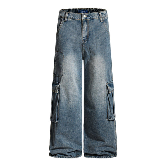Multi-Pocket Wide Jeans