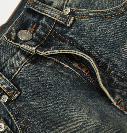 TALKLESSFASHION American retro washed old cat beard scimitar jeans for men and women, loose and versatile floor-length wide-leg pants