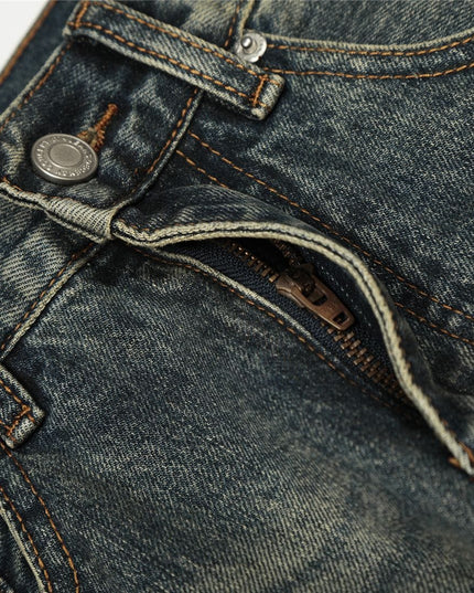 TALKLESSFASHION American retro washed old cat beard scimitar jeans for men and women, loose and versatile floor-length wide-leg pants