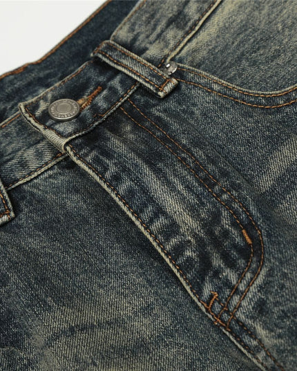 TALKLESSFASHION American retro washed old cat beard scimitar jeans for men and women, loose and versatile floor-length wide-leg pants