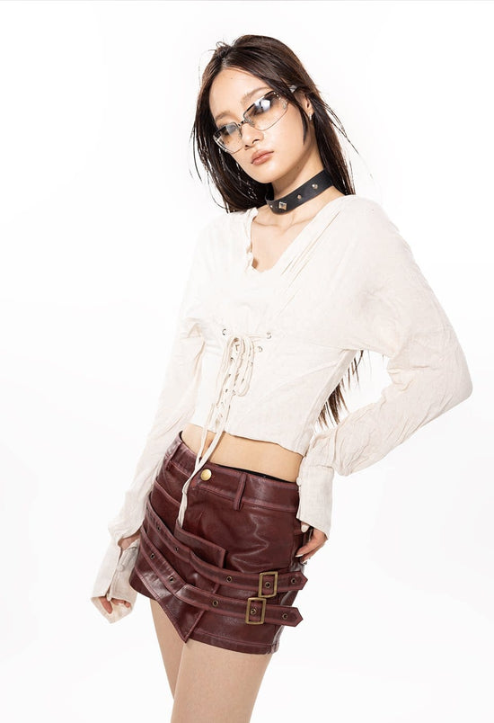 Snap Layer Leather Short