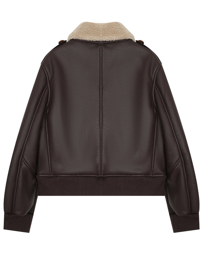 TALKLESSFASHION American vintage lambswool lapel jacket padded cotton jacket women's 2025 fall/winter loose and versatile biker jacket
