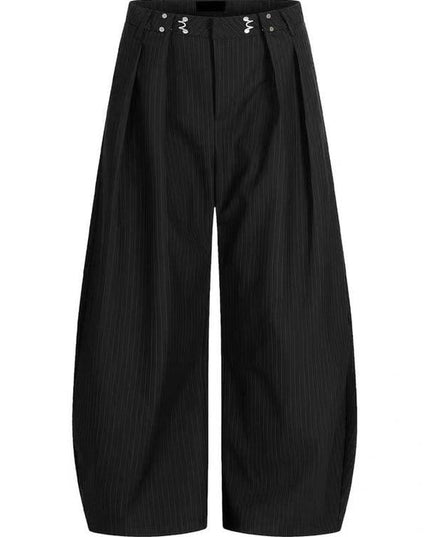 TALKLESSFASHION American vintage pleated design men's and women's spring and autumn vertical stripes wide leg loose straight casual trousers scimitar trousers