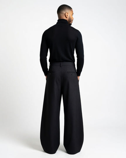 TALKLESSFASHION American vintage pleated design men's and women's spring and autumn vertical stripes wide leg loose straight casual trousers scimitar trousers