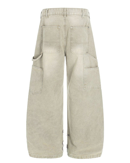 TALKLESSFASHION American wasteland style distressed jeans men deconstruct niche design loose straight wide-leg cargo pants women