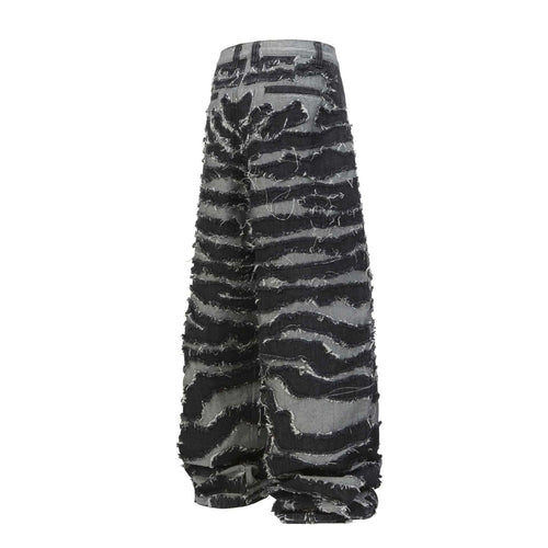 THETLSTUDIO Autumn 2025 new heavy craft patch embroidered zebra pattern European and American trendy brand denim loose trousers