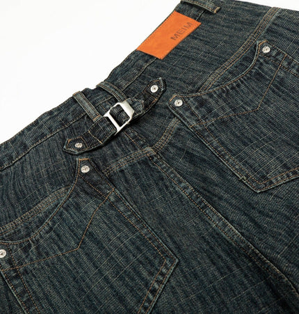 TALKLESSFASHION Bamboo Texture Wide-Leg Jeans