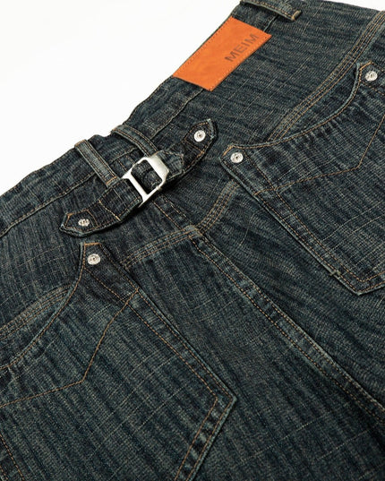 TALKLESSFASHION Bamboo Texture Wide-Leg Jeans