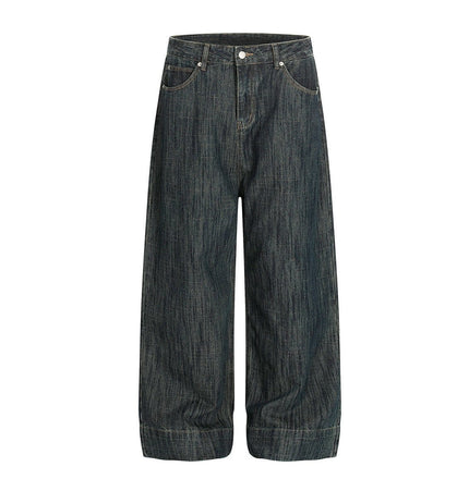 TALKLESSFASHION Bamboo Texture Wide-Leg Jeans