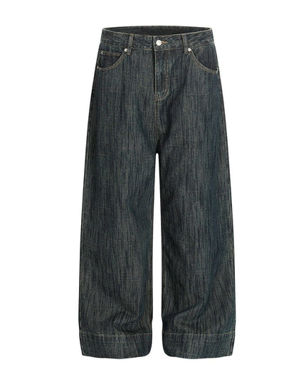 TALKLESSFASHION Bamboo Texture Wide-Leg Jeans