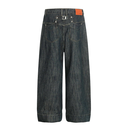TALKLESSFASHION Bamboo Texture Wide-Leg Jeans
