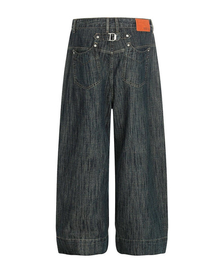 TALKLESSFASHION Bamboo Texture Wide-Leg Jeans