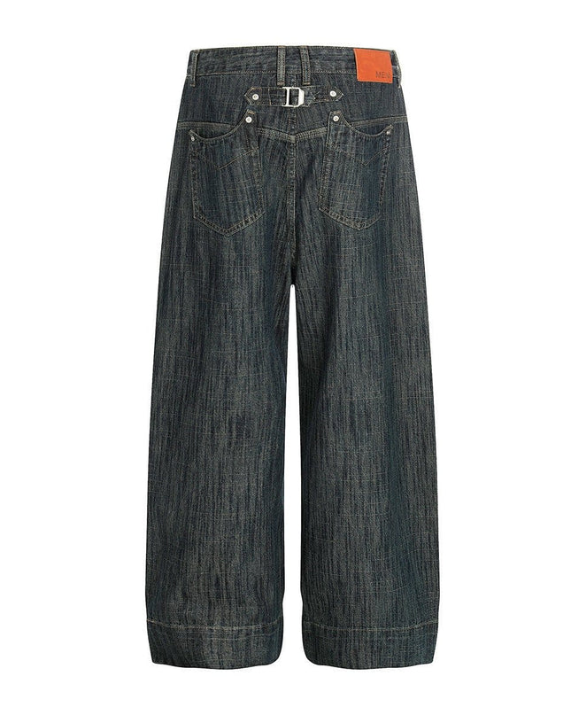 TALKLESSFASHION Bamboo Texture Wide-Leg Jeans