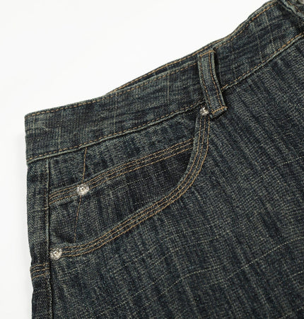 TALKLESSFASHION Bamboo Texture Wide-Leg Jeans