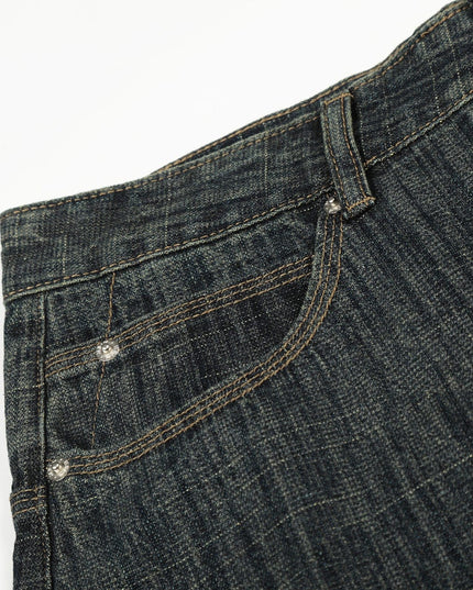 TALKLESSFASHION Bamboo Texture Wide-Leg Jeans