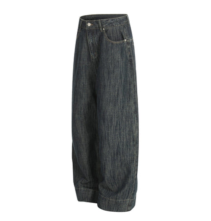 TALKLESSFASHION Bamboo Texture Wide-Leg Jeans