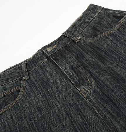 TALKLESSFASHION Bamboo Texture Wide-Leg Jeans