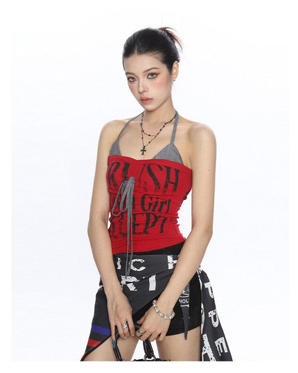TALKLESSFASHION BIGGOLD American hot girl halterneck lace-up vest camisole female summer hot girl pure desire fake two-piece bandeau top