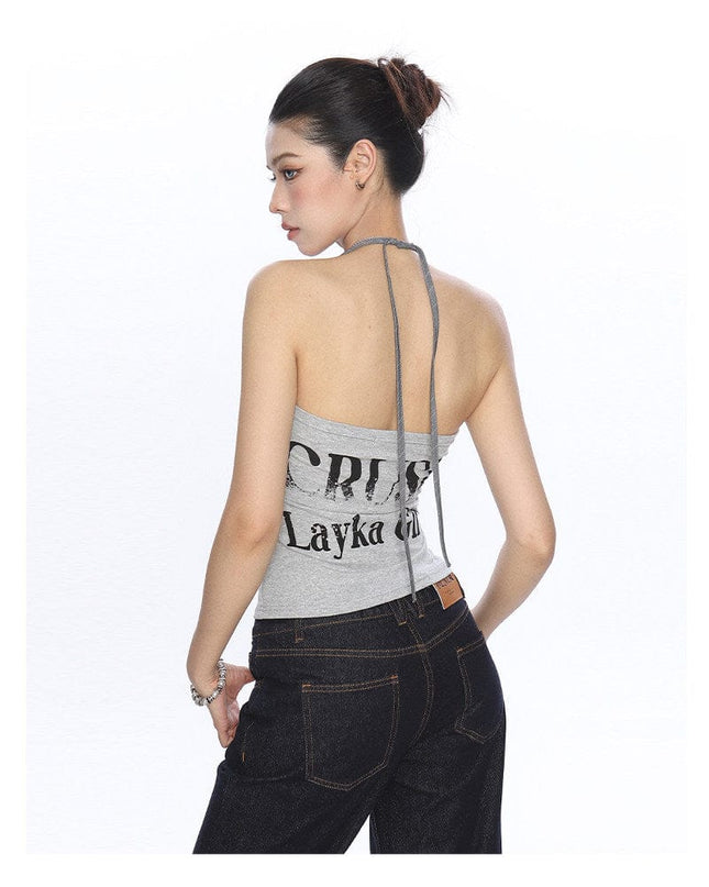 TALKLESSFASHION BIGGOLD American hot girl halterneck lace-up vest camisole female summer hot girl pure desire fake two-piece bandeau top