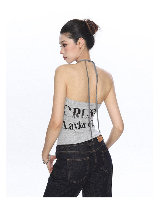 Halterneck Lace-Up Vest Camisole