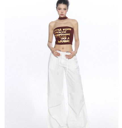 TALKLESSFASHION BIGGOLD American hot girl letter halterneck bandeau vest women's summer design sense personality slimming slimming top