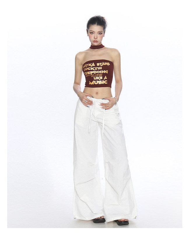 TALKLESSFASHION BIGGOLD American hot girl letter halterneck bandeau vest women's summer design sense personality slimming slimming top