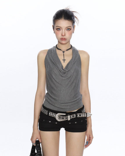 TALKLESSFASHION BIGGOLD high-end temperament swinging neck halterneck camisole women's summer pure desire wind slimming backless top ins