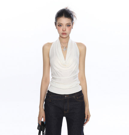 TALKLESSFASHION BIGGOLD high-end temperament swinging neck halterneck camisole women's summer pure desire wind slimming backless top ins