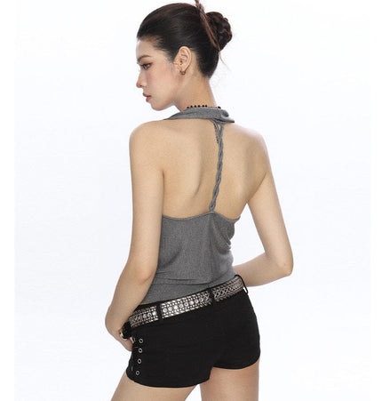 TALKLESSFASHION BIGGOLD high-end temperament swinging neck halterneck camisole women's summer pure desire wind slimming backless top ins