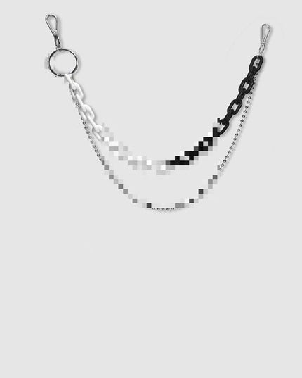TALKLESSFASHION Black and white color blocking (no scarf)) hip hop pants chain accessoriesins