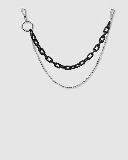 TALKLESSFASHION Black Double Layer (No Scarf)) hip hop pants chain accessoriesins