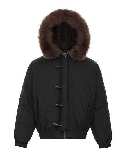 TALKLESSFASHION Black / L Loose Street Fashion Design Hat Cotton-padded Coat