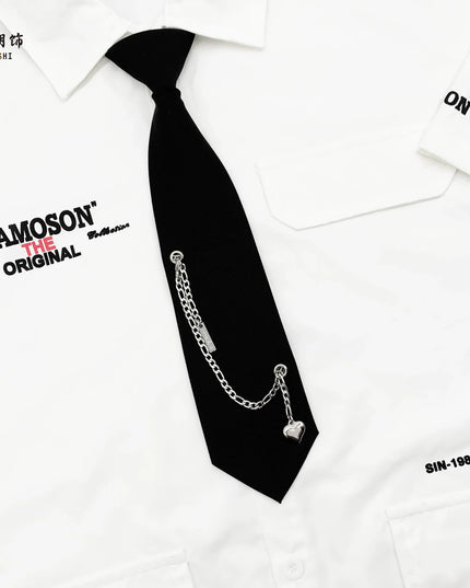 TALKLESSFASHION Black love chain tie Le Chao ornament chain tie