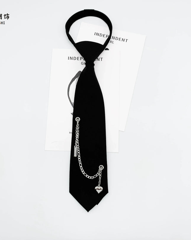 TALKLESSFASHION Black love chain tie Le Chao ornament chain tie
