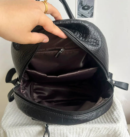 TALKLESSFASHION black MoonCat original black gothic crocodile pattern backpack school bag men's and women's premium texture niche y2k backpack