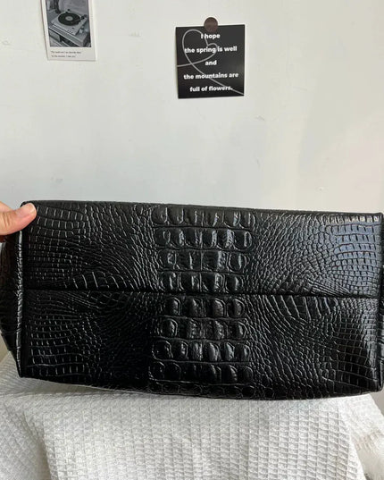TALKLESSFASHION black MoonCat's original niche design cross crocodile tote bag large capacity premium shoulder tote bag