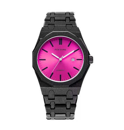 TALKLESSFASHION Black powder New frosted silver watch