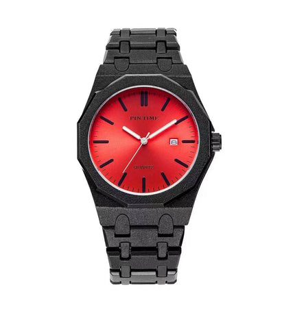 TALKLESSFASHION Black red New frosted silver watch