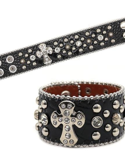 TALKLESSFASHION Black spike-colored cross hip-hop punk hand band