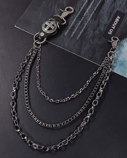 TALKLESSFASHION Black Ten Waist Chain Punk trouser chainsMen's metallic jeans accessoriesAmerican waist chains, hip-hop trendy embellishments, statement pants, eagle claw charms