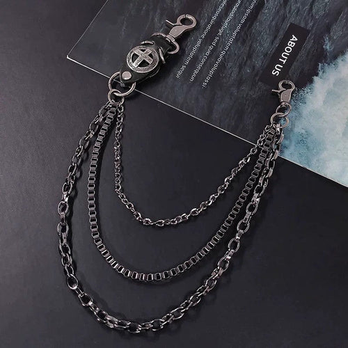 THETLSTUDIO Black Ten Waist Chain Punk trouser chainsMen's metallic jeans accessoriesAmerican waist chains, hip-hop trendy embellishments, statement pants, eagle claw charms