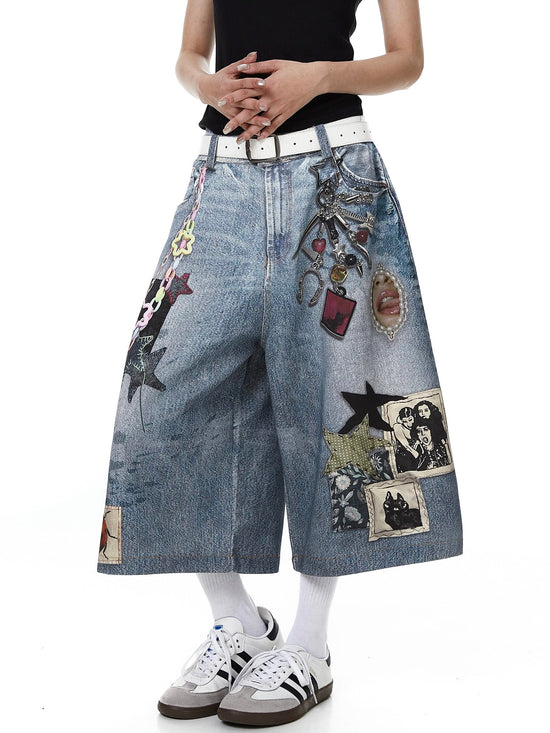 Graffiti Denim Short